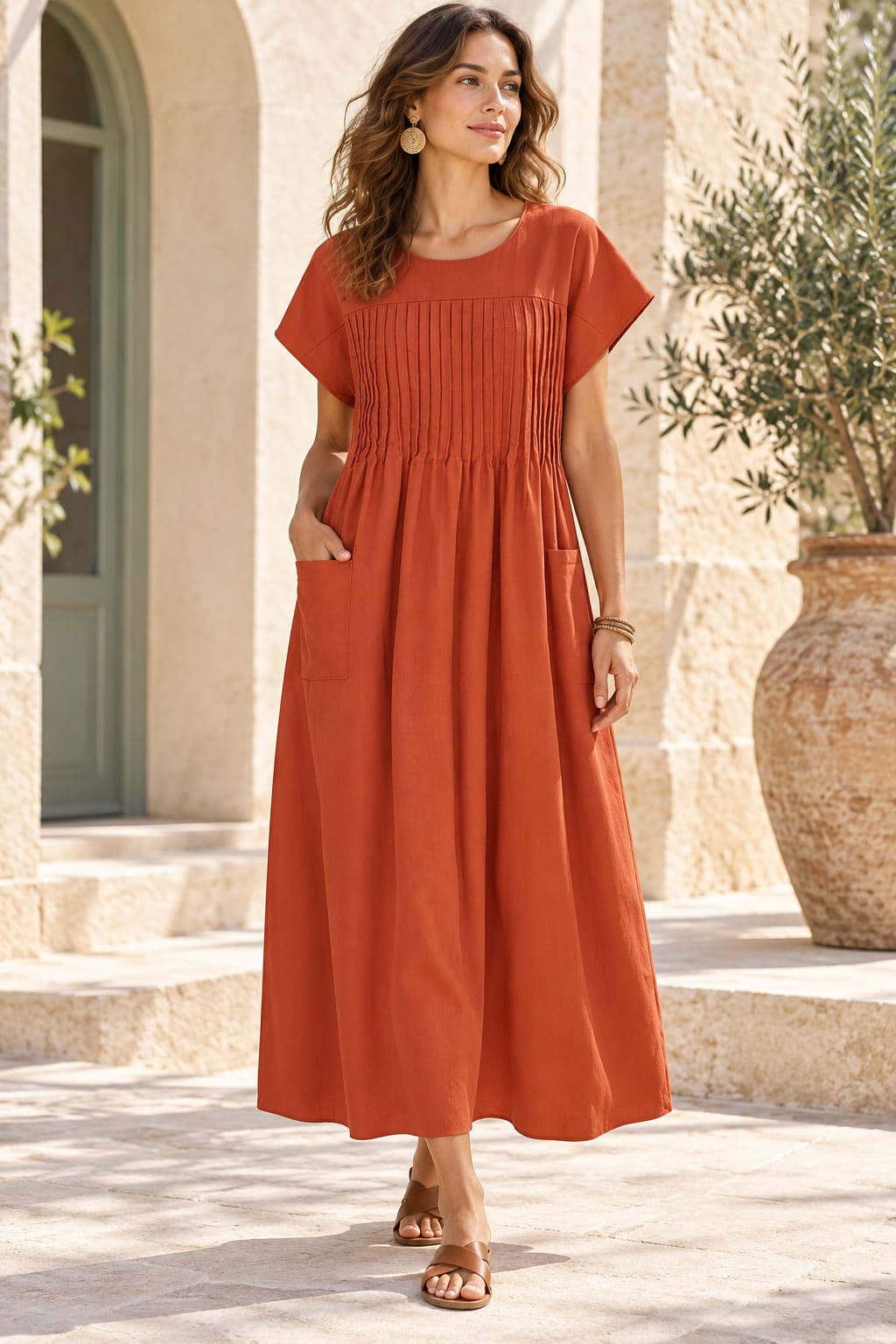 Robe Mi Longue Terracotta - Isla