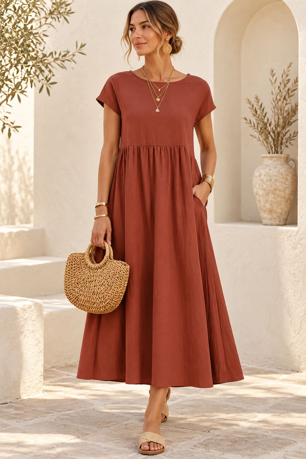 Robe Midi Terracotta - Mira